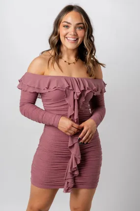 Mesh fairy mini dress mauve
