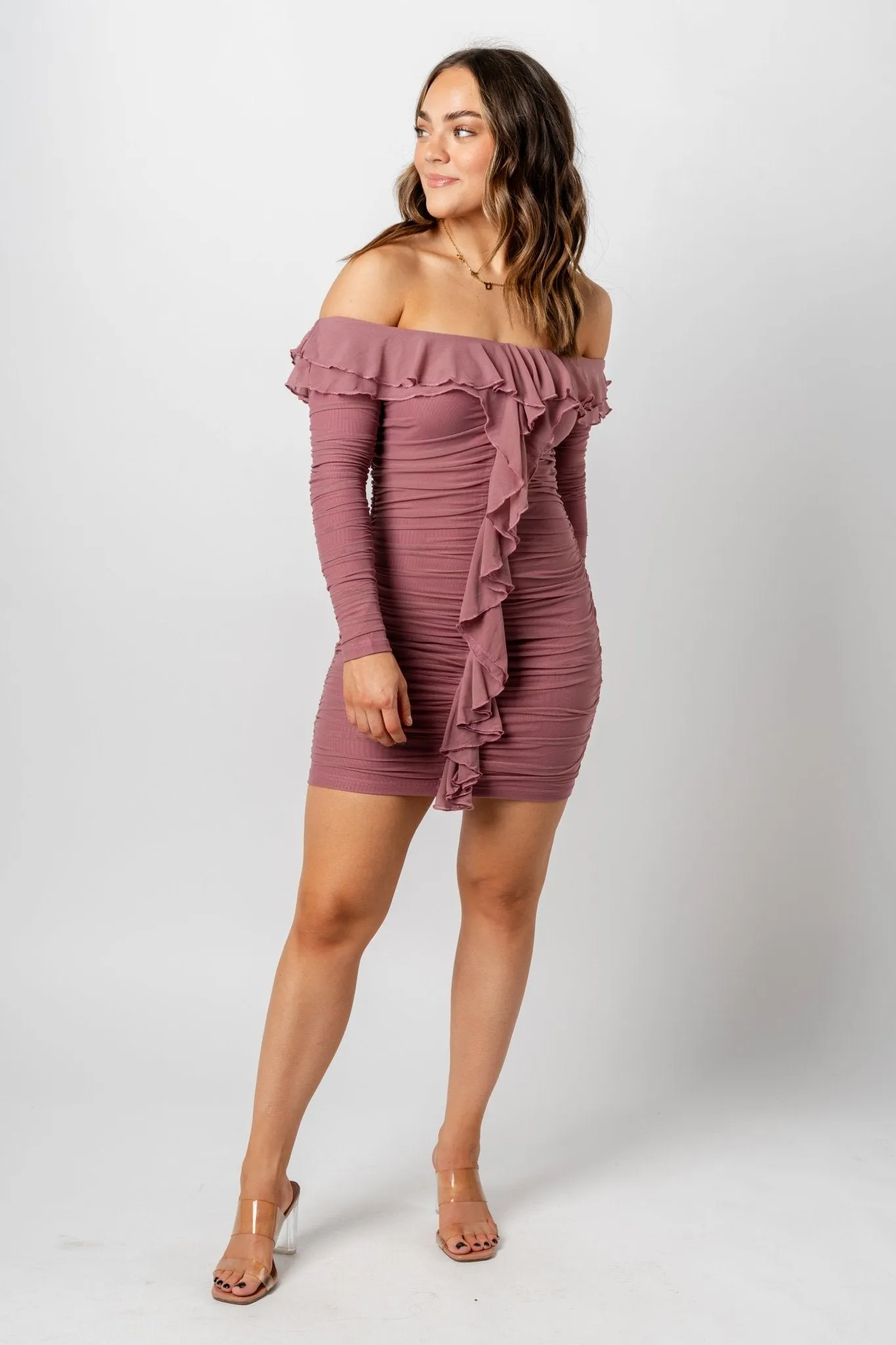 Mesh fairy mini dress mauve