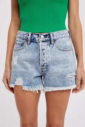Mid-Rise Acid Wash Shorts
