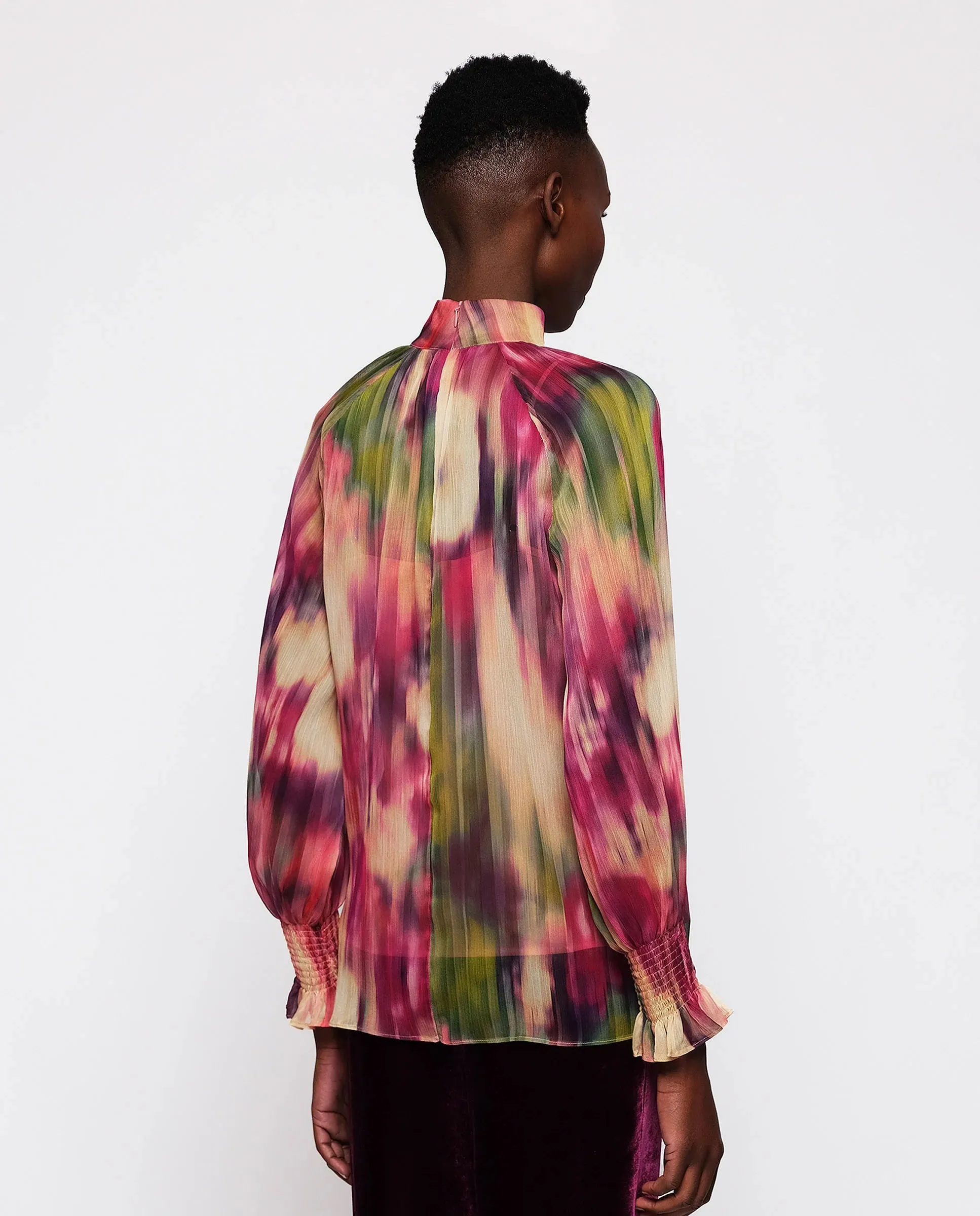 MIRTO 1956 - MULTICOLOR CHIFFON IKAT PRINT BLOUSE