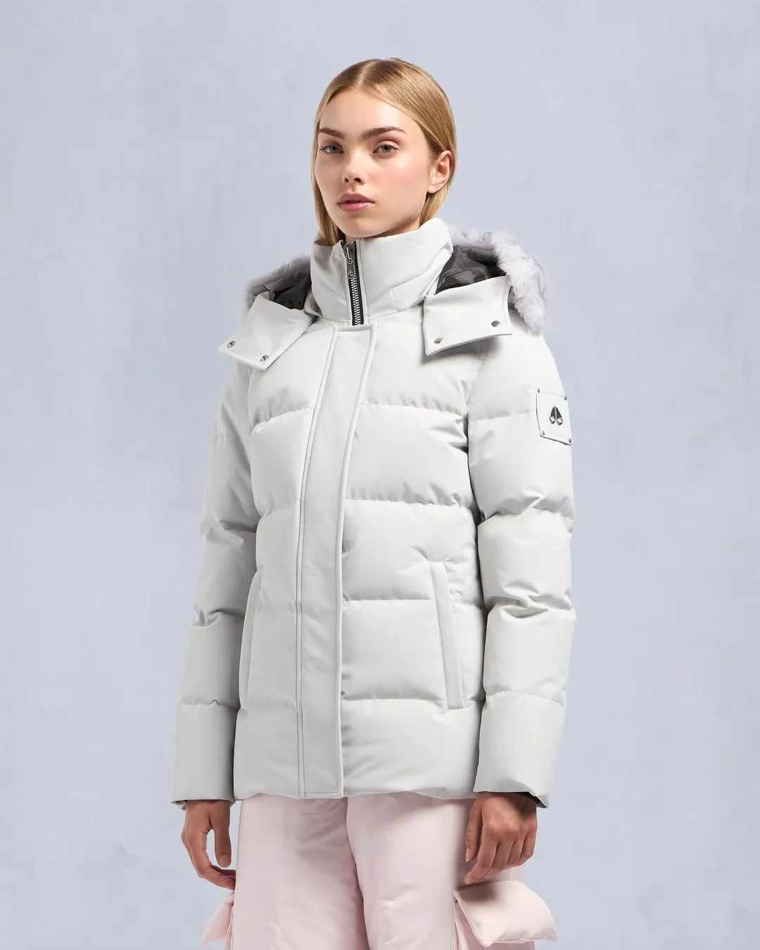 Moose Knuckles Womens Cloud 3Q Jacket in Stone with Natural Shearling