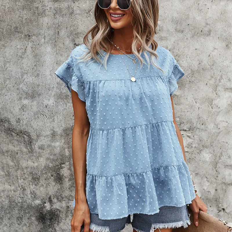Multi Layered Frilled Short Sleeve Blouse