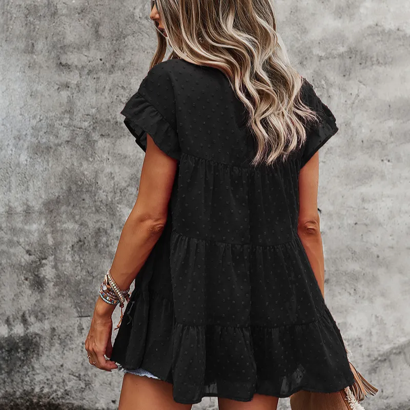 Multi Layered Frilled Short Sleeve Blouse