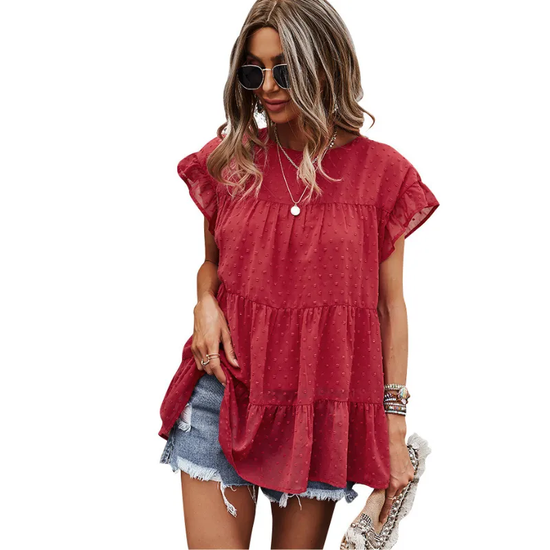 Multi Layered Frilled Short Sleeve Blouse