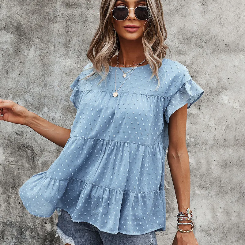 Multi Layered Frilled Short Sleeve Blouse