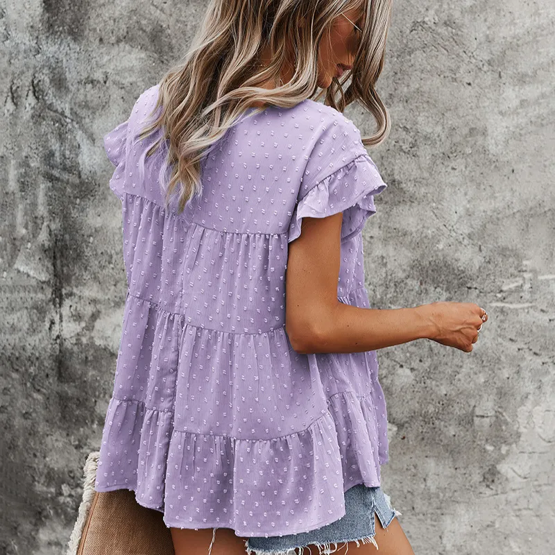 Multi Layered Frilled Short Sleeve Blouse