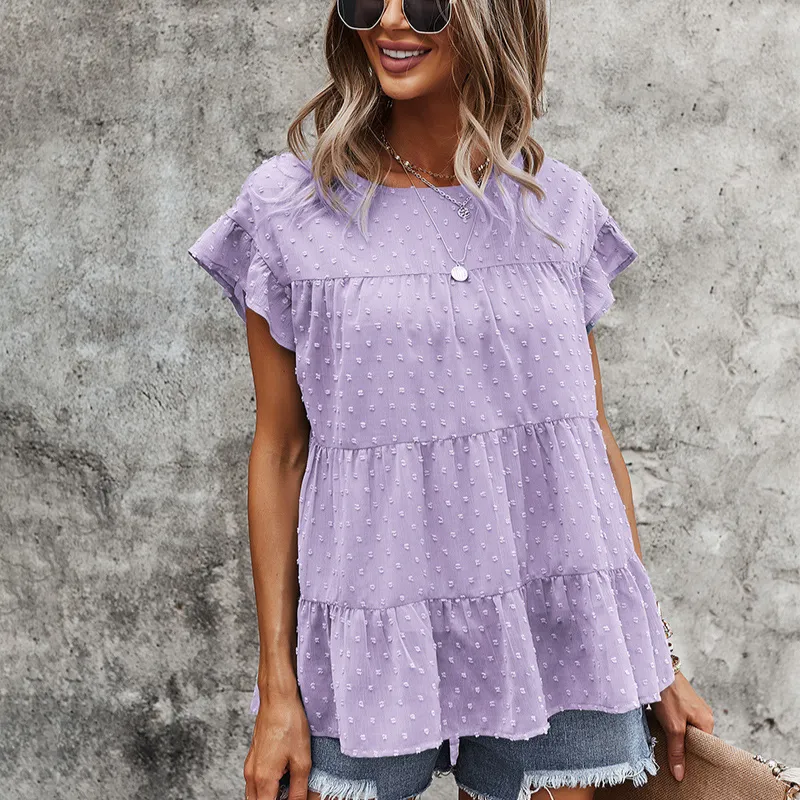 Multi Layered Frilled Short Sleeve Blouse