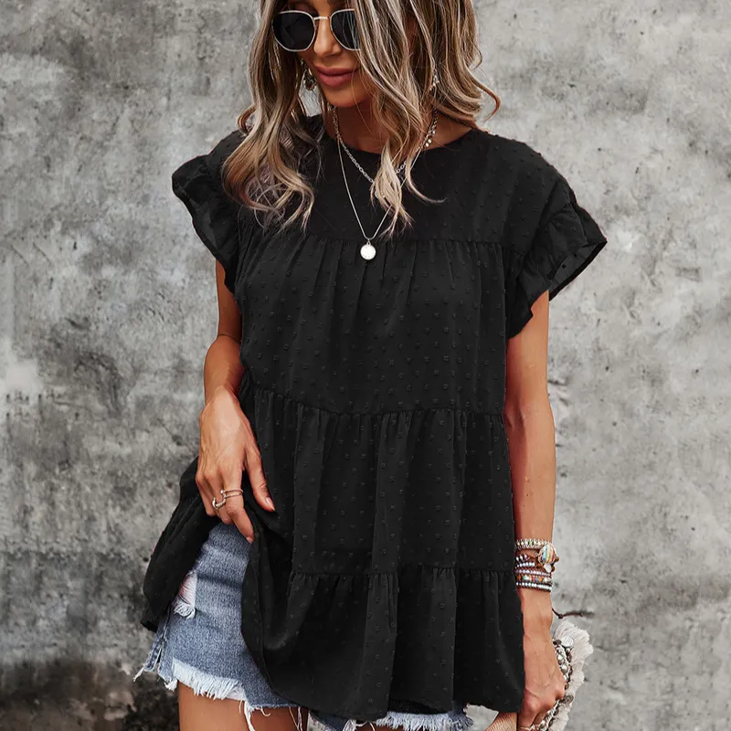 Multi Layered Frilled Short Sleeve Blouse