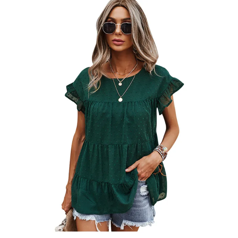 Multi Layered Frilled Short Sleeve Blouse