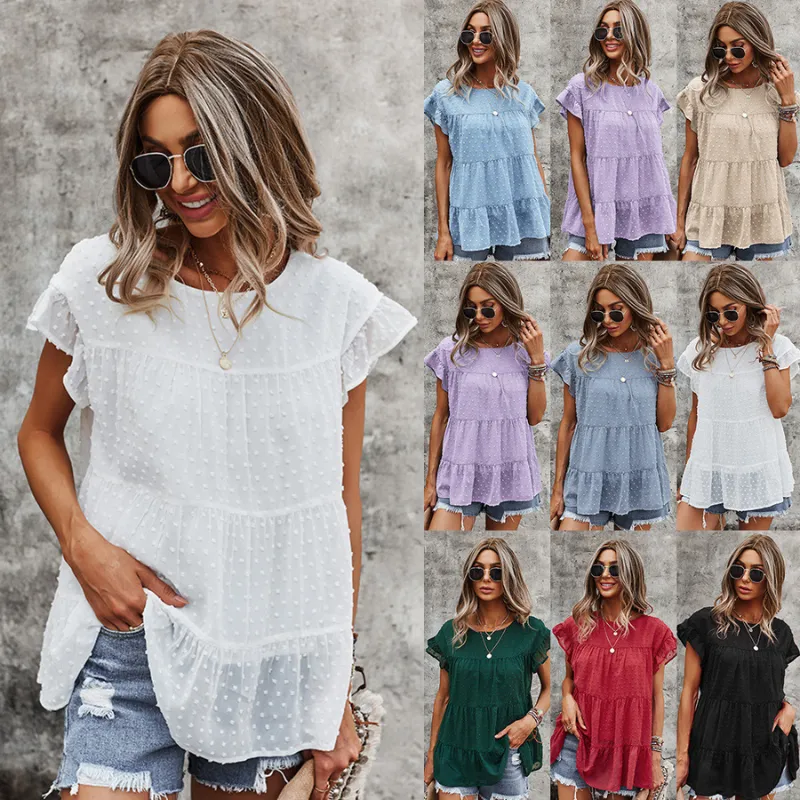 Multi Layered Frilled Short Sleeve Blouse
