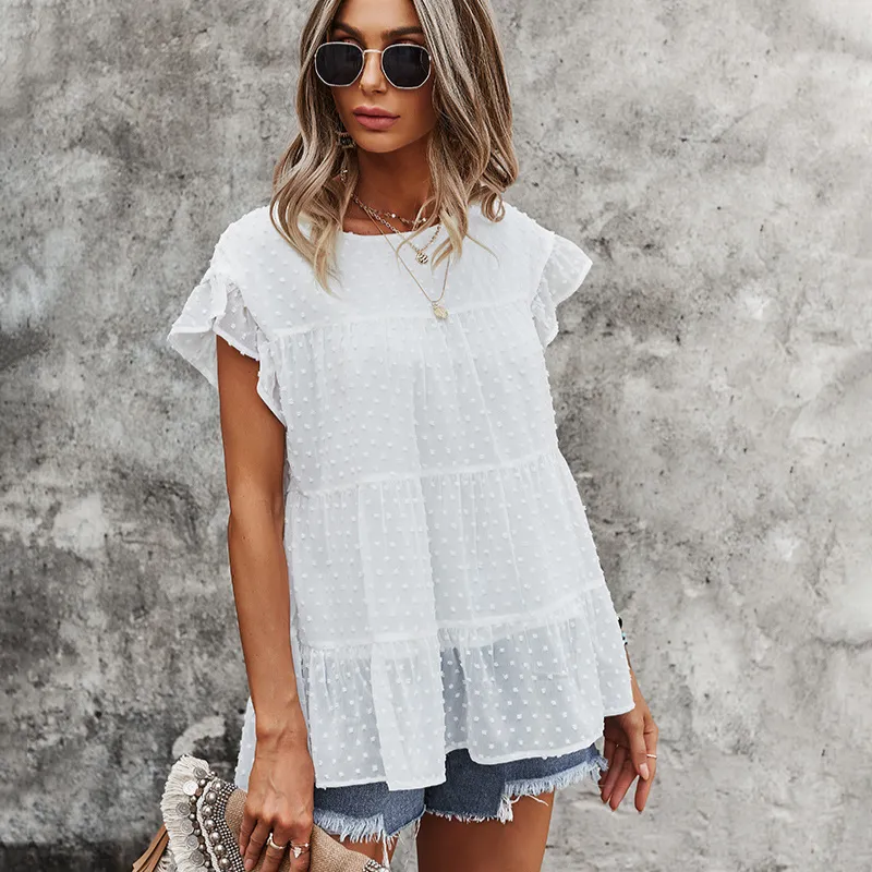 Multi Layered Frilled Short Sleeve Blouse