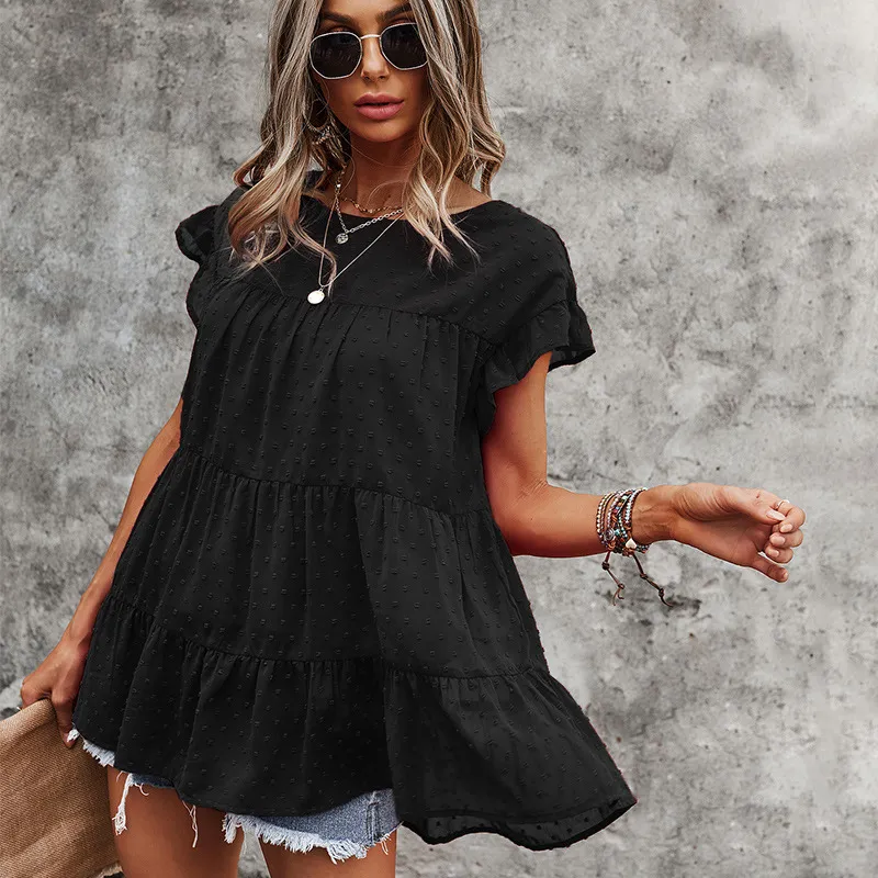 Multi Layered Frilled Short Sleeve Blouse