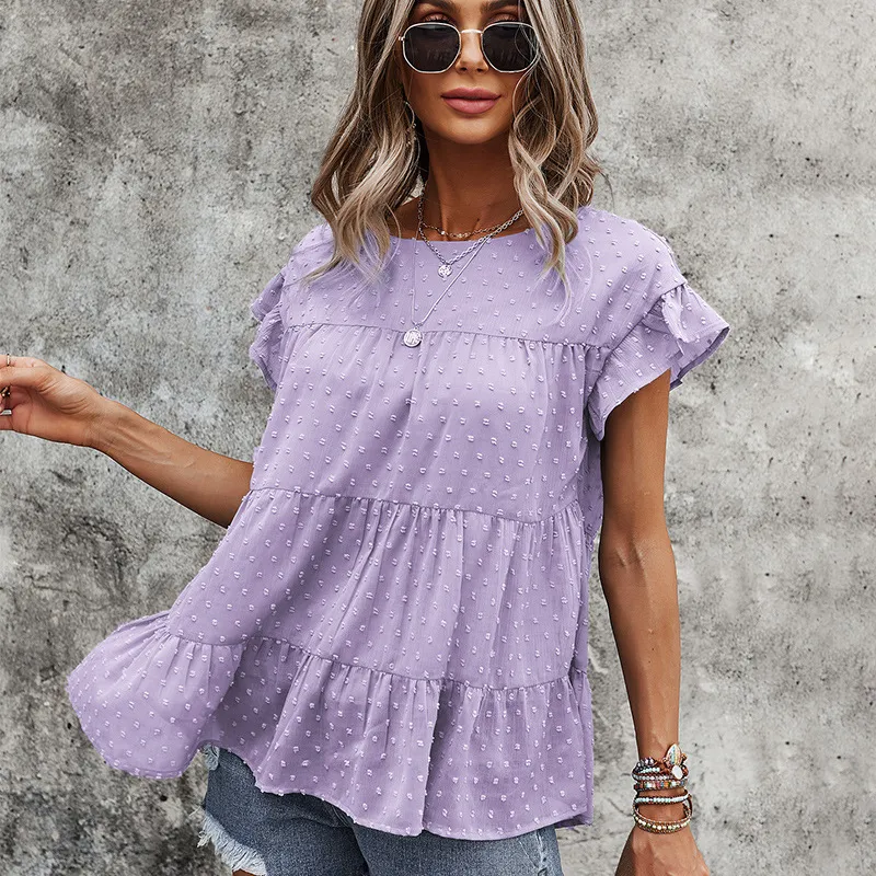 Multi Layered Frilled Short Sleeve Blouse