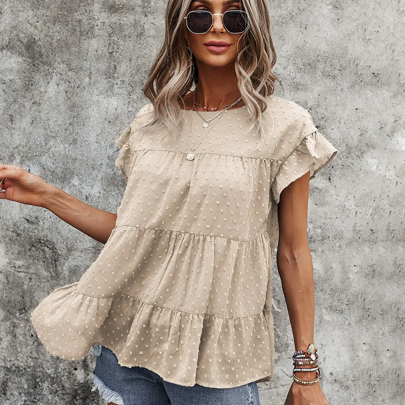Multi Layered Frilled Short Sleeve Blouse
