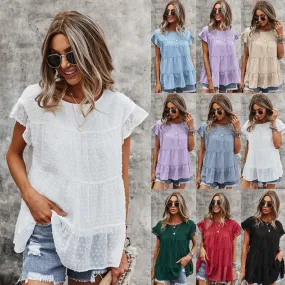 Multi Layered Frilled Short Sleeve Blouse