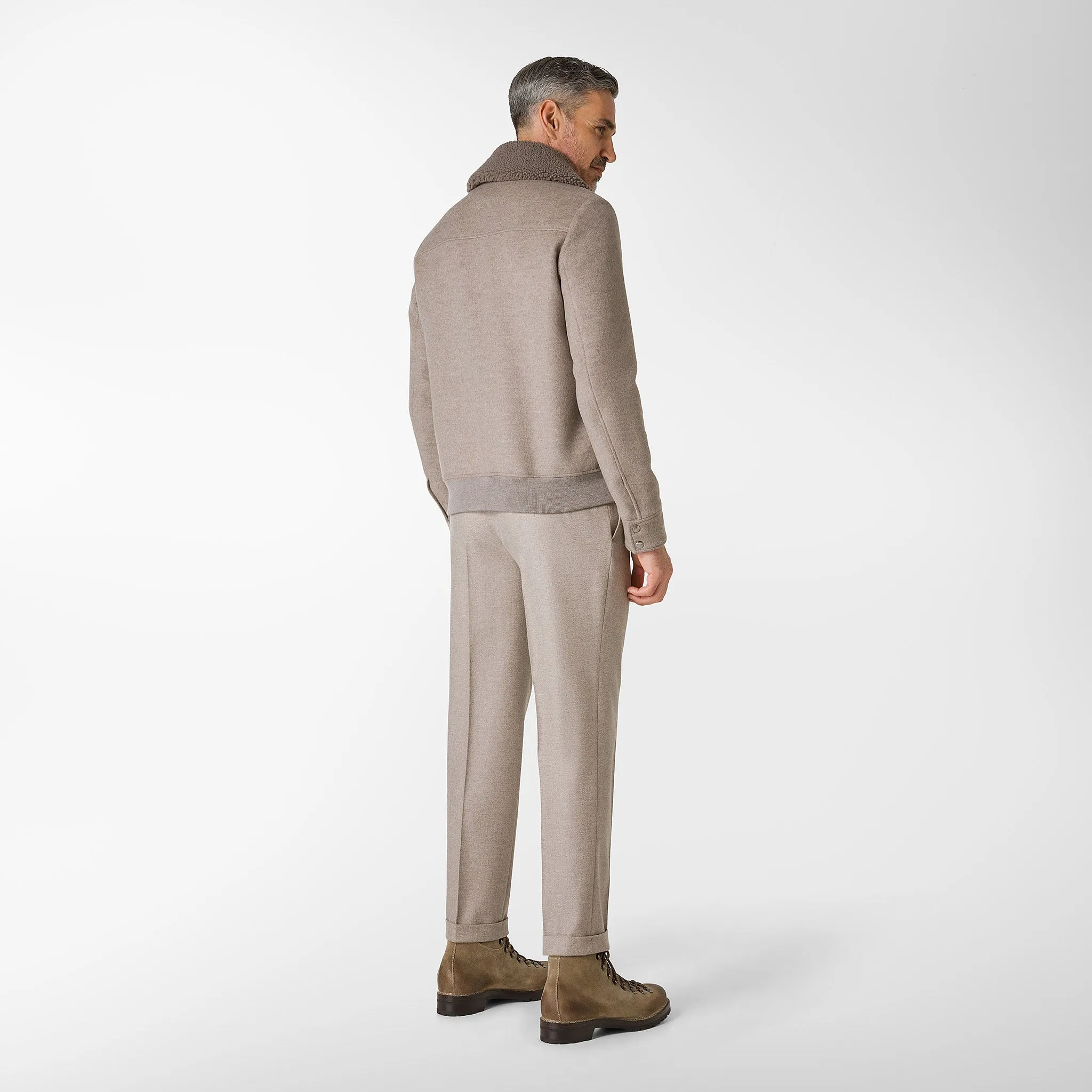 NADAL Bomber in Wool and Cashmere with Shearling Collar
