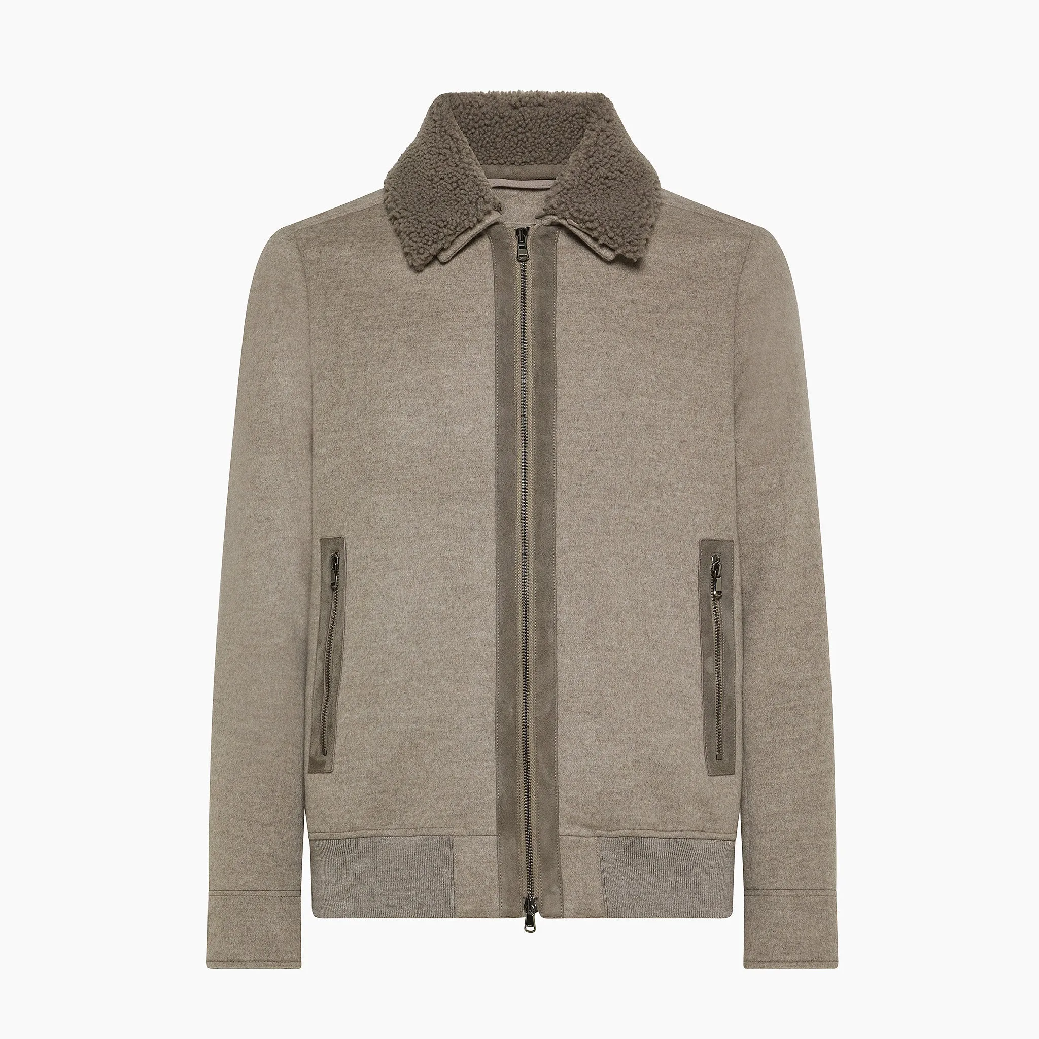 NADAL Bomber in Wool and Cashmere with Shearling Collar