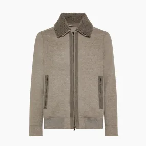 NADAL Bomber in Wool and Cashmere with Shearling Collar