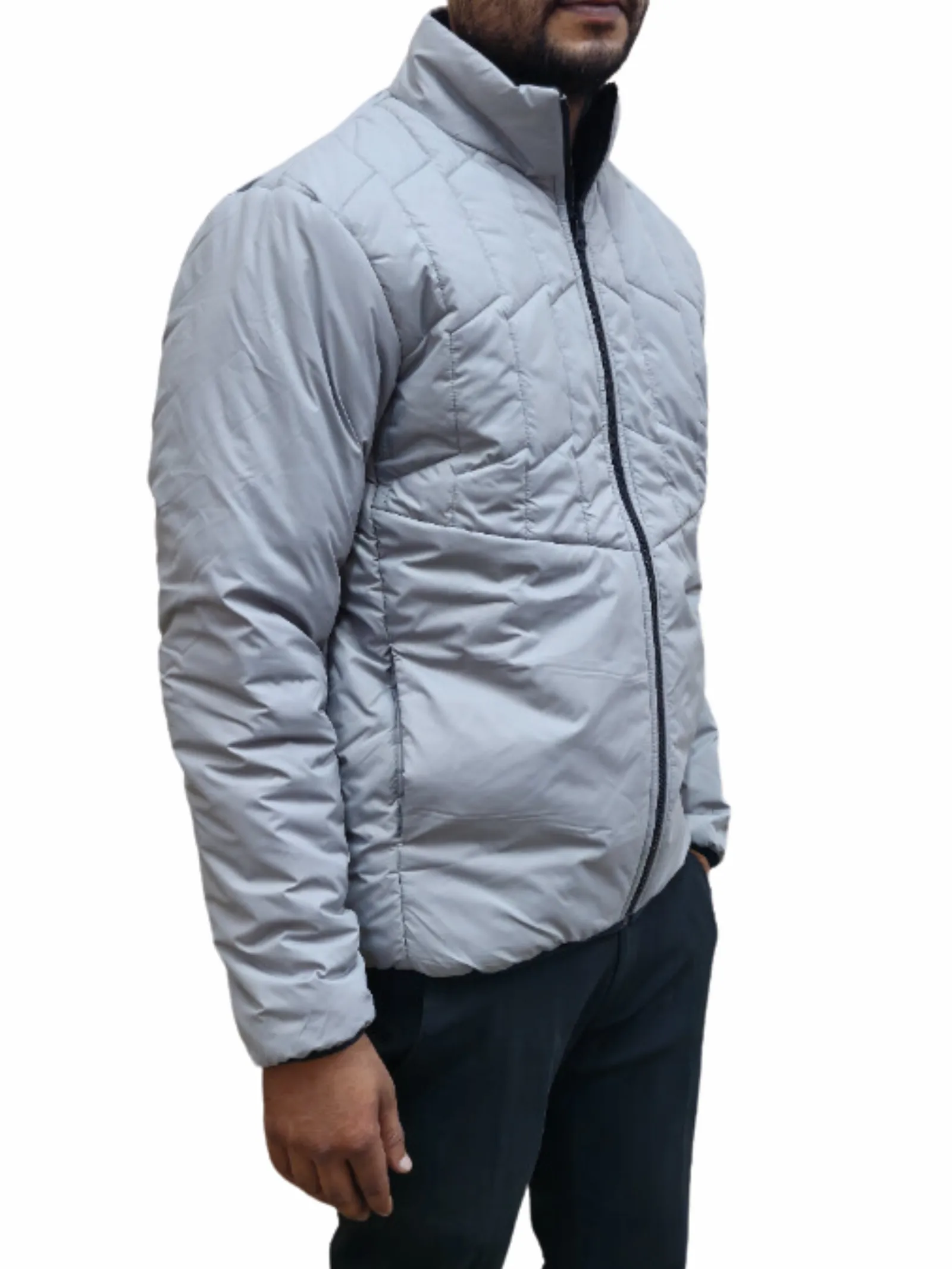 NAUTICON Reversible Jacket Without Hood With Sleeve For Men Dark and Light Grey