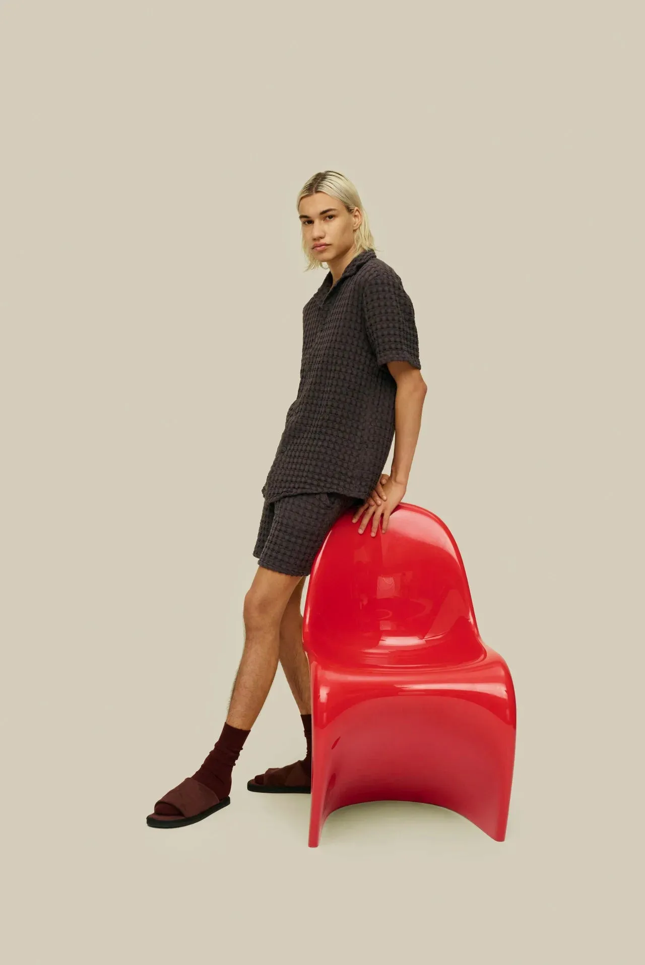 Nearly Black Cuba Waffle Shirt