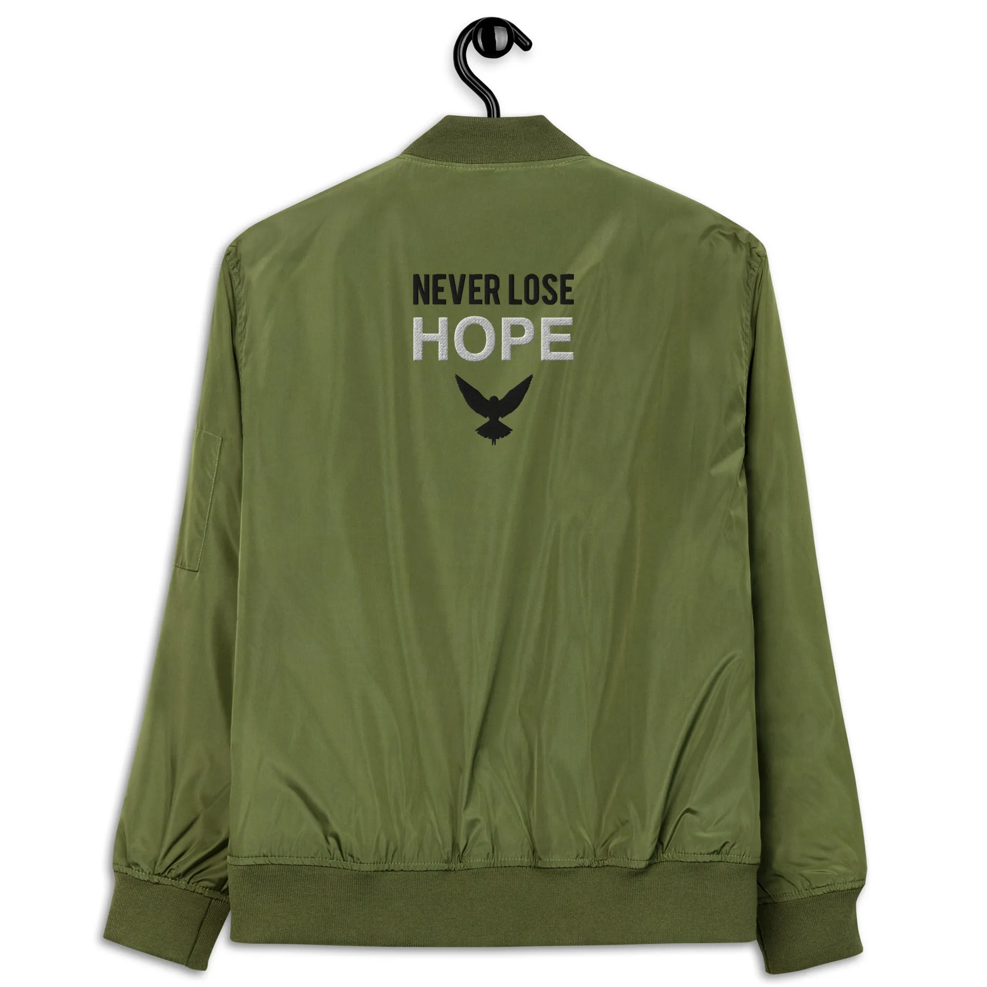 NEVER LOSE HOPE Premium Bomber Jacket - Army Green