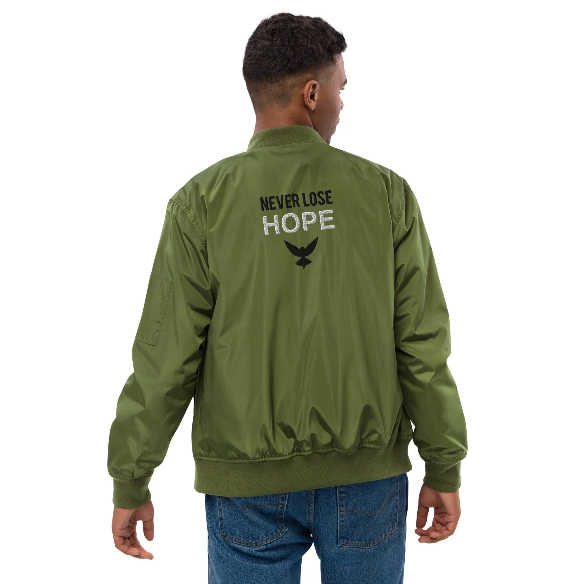 NEVER LOSE HOPE Premium Bomber Jacket - Army Green