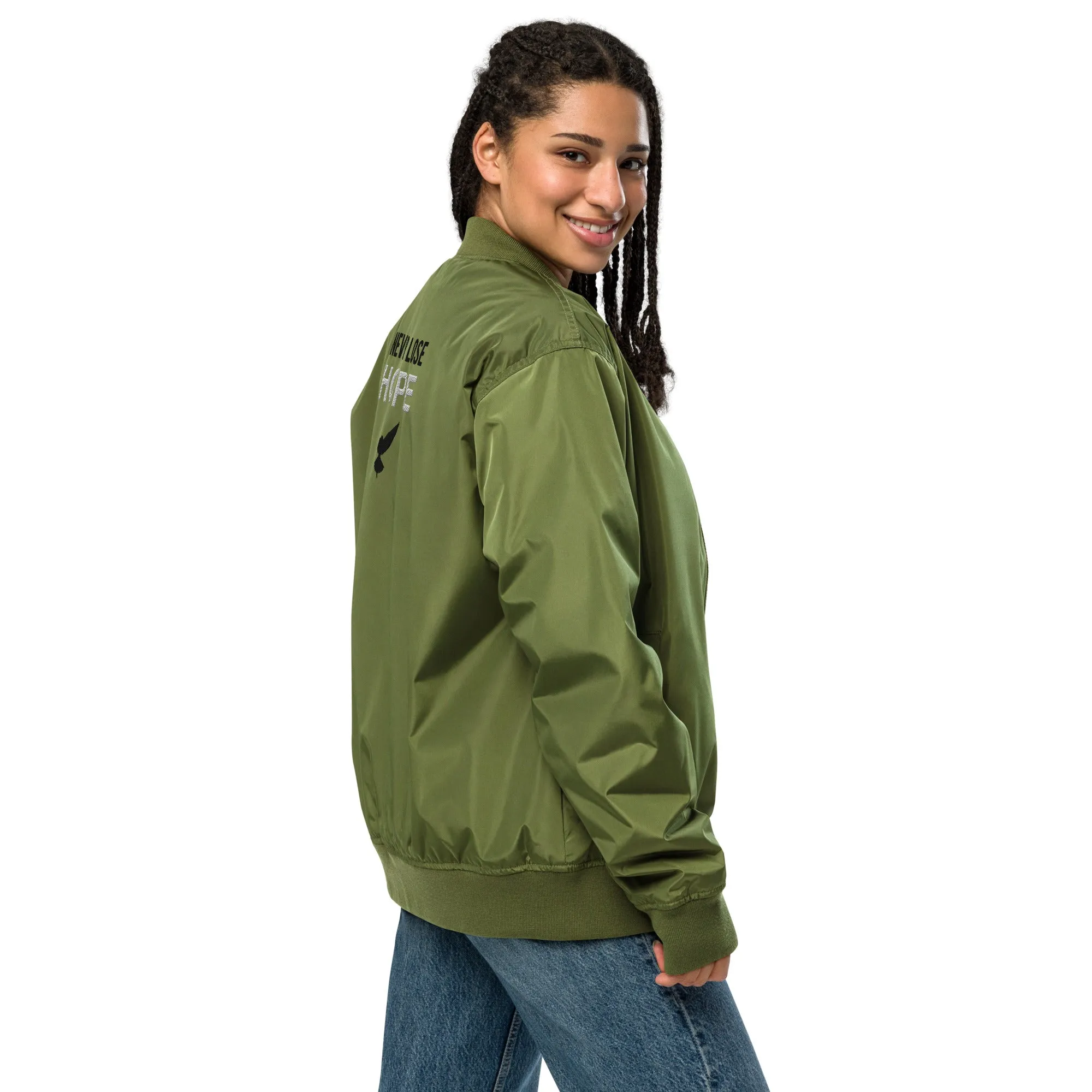 NEVER LOSE HOPE Premium Bomber Jacket - Army Green