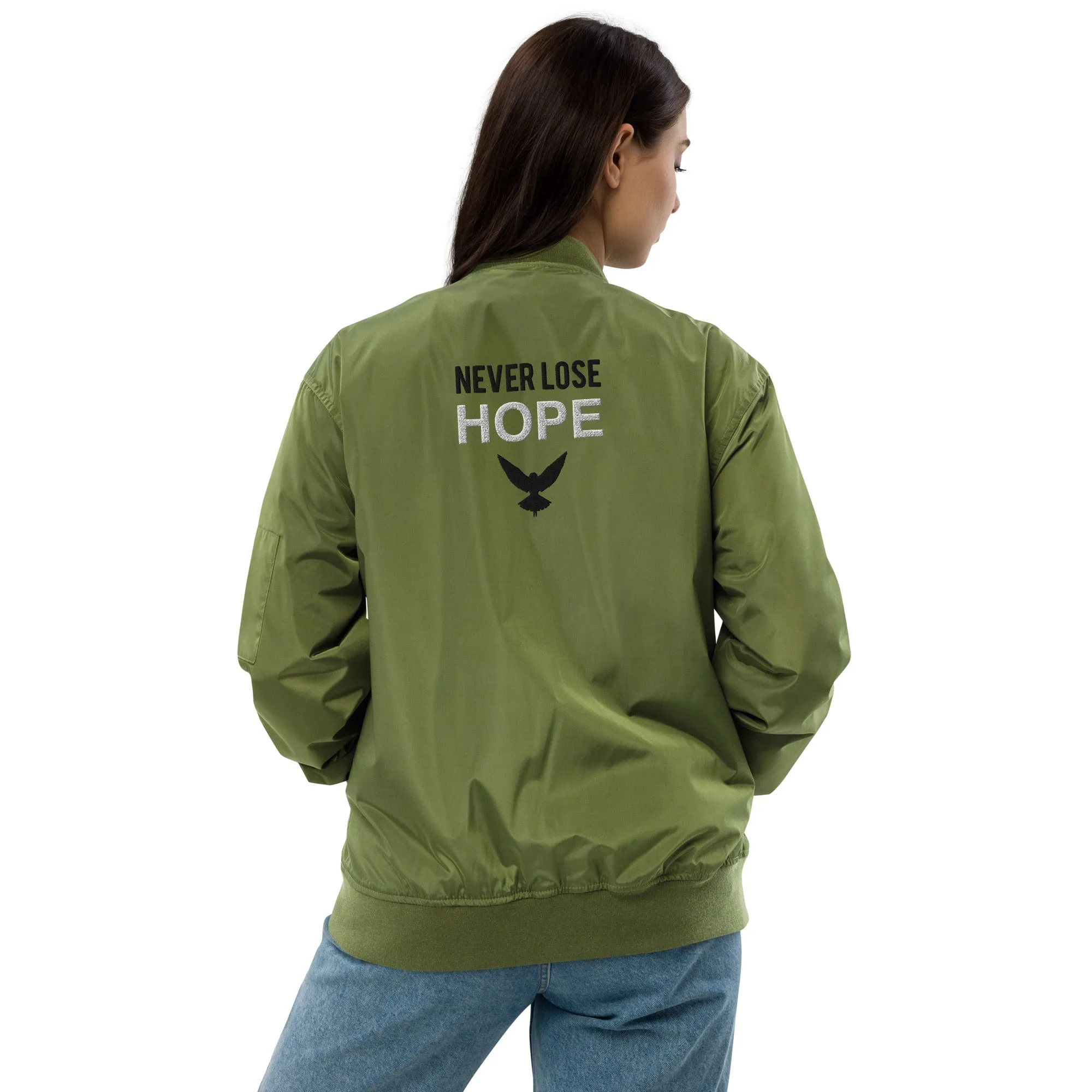 NEVER LOSE HOPE Premium Bomber Jacket - Army Green