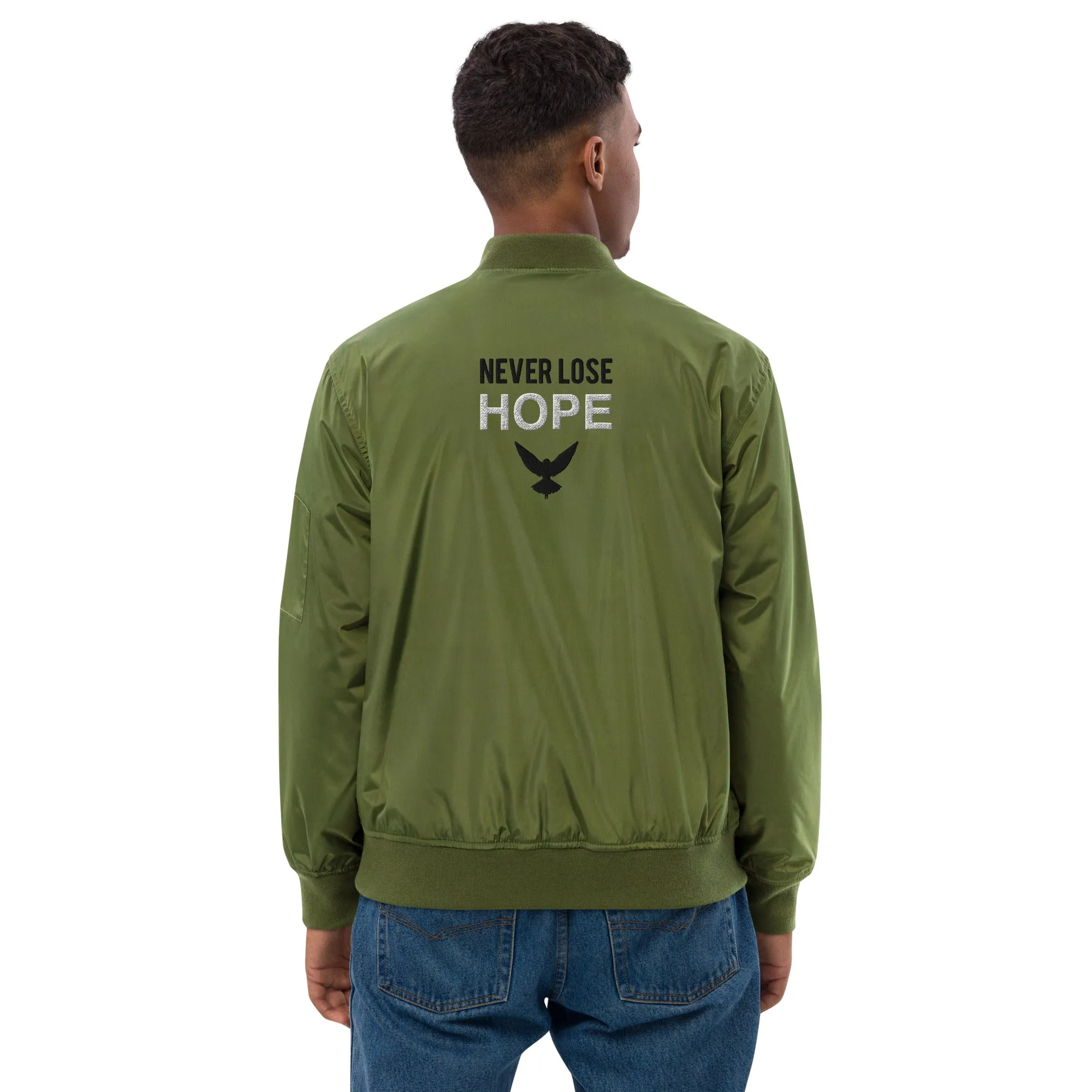 NEVER LOSE HOPE Premium Bomber Jacket - Army Green