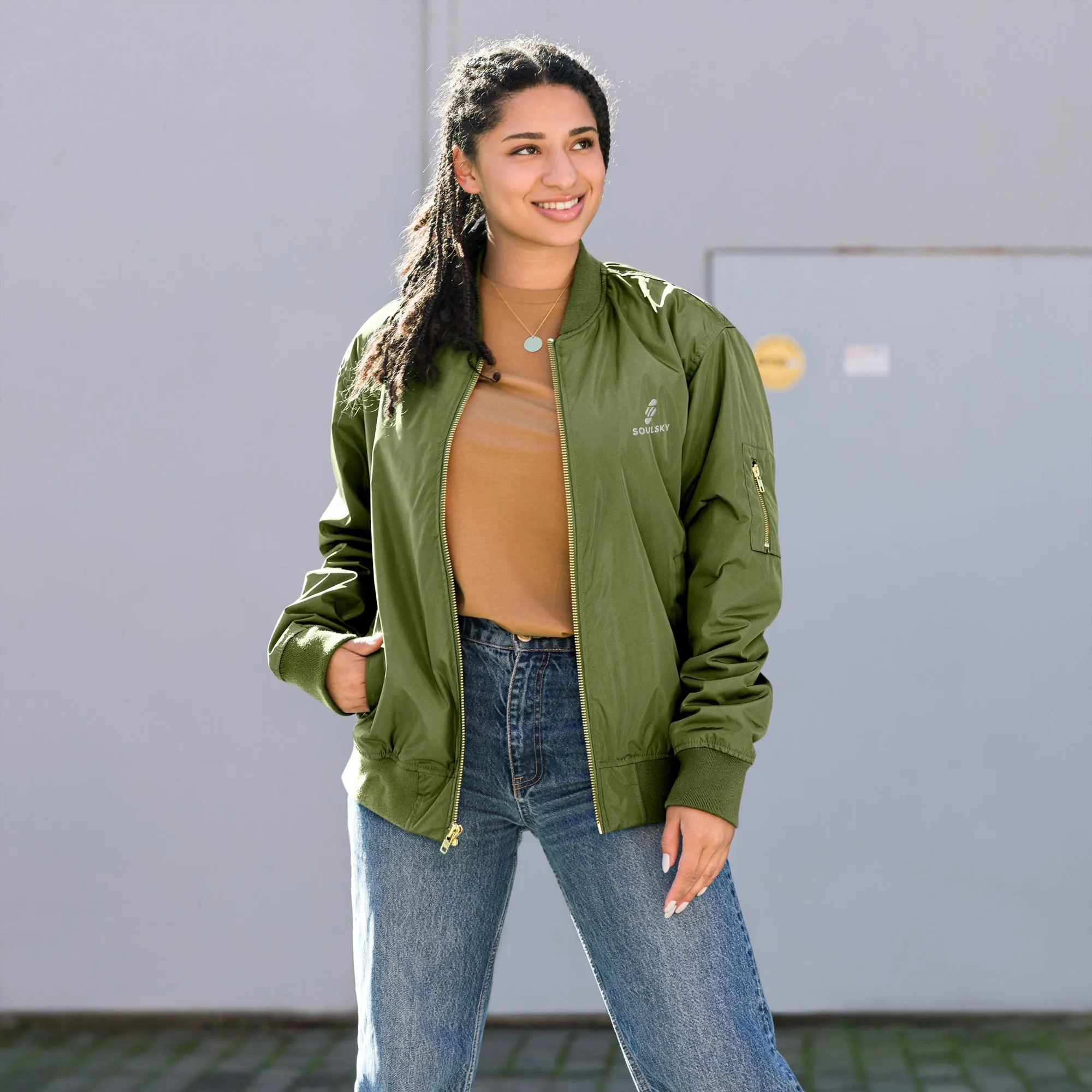 NEVER LOSE HOPE Premium Bomber Jacket - Army Green