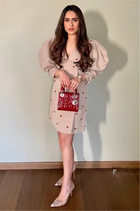 Nikita Vasdev In Lulu Beige Blazer Short Dress