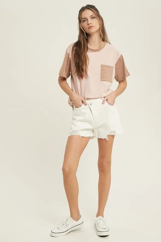 Overlap Distressed Shorts.