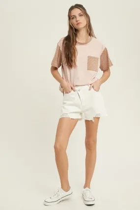 Overlap Distressed Shorts.