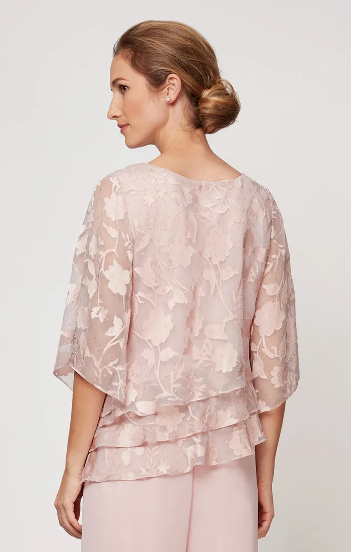 Plus Asymmetrical Triple Tier Hem Chiffon Blouse