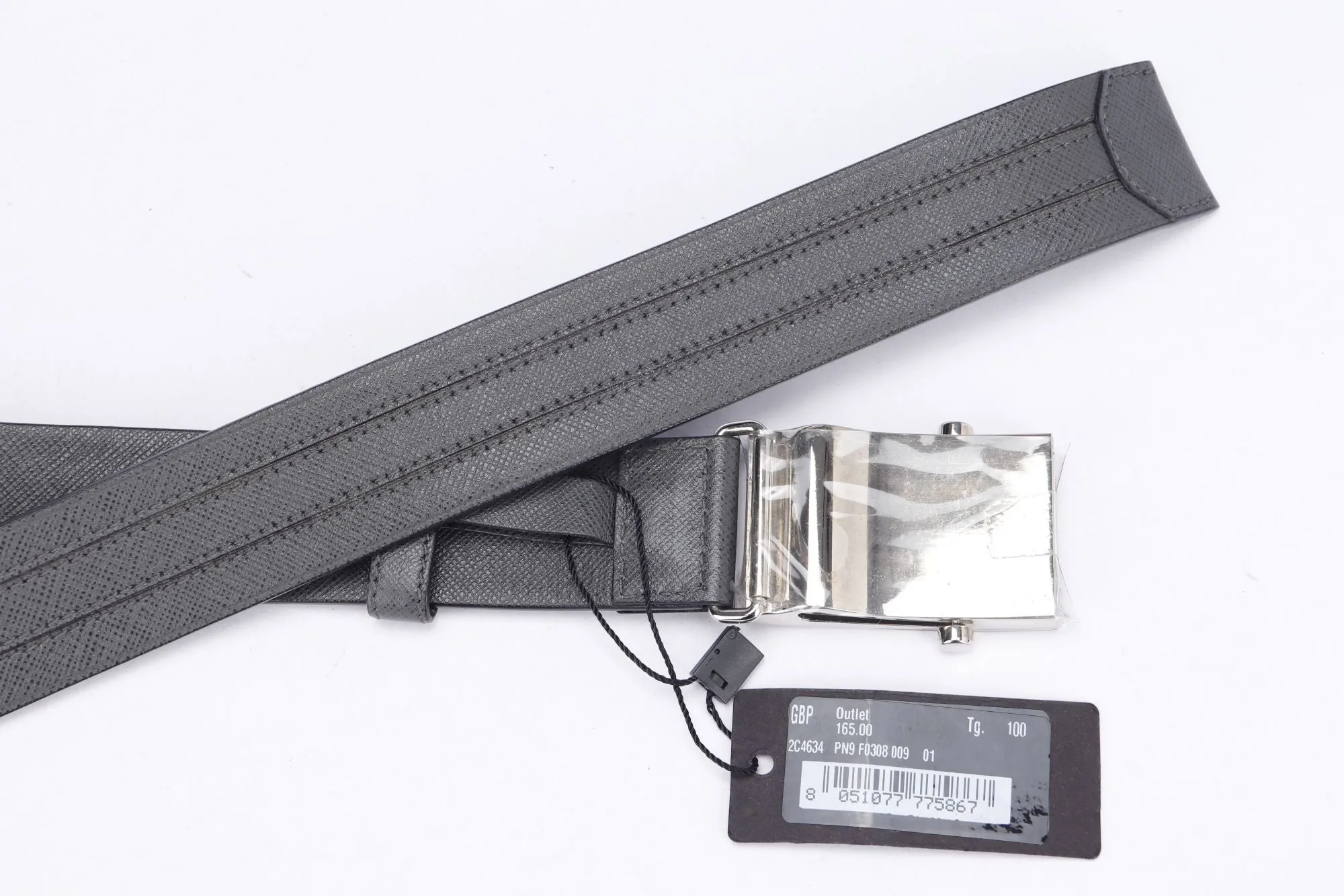 Prada Black Green 2 Color Reversible Belt