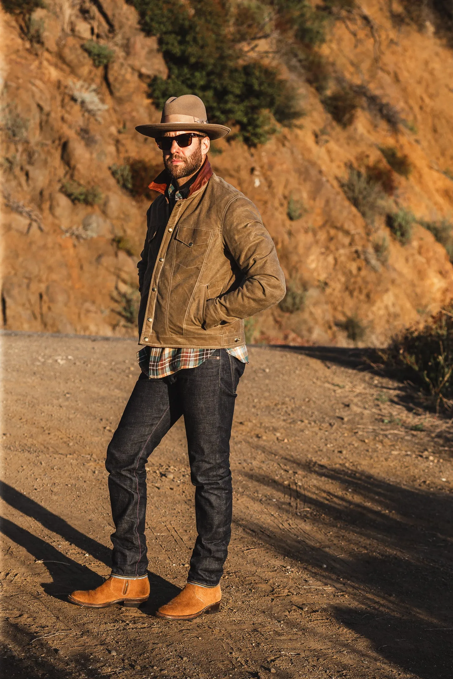 (PRE-ORDER) ButterScotch x Vanson - Territory Jacket - Tan Waxed Canvas