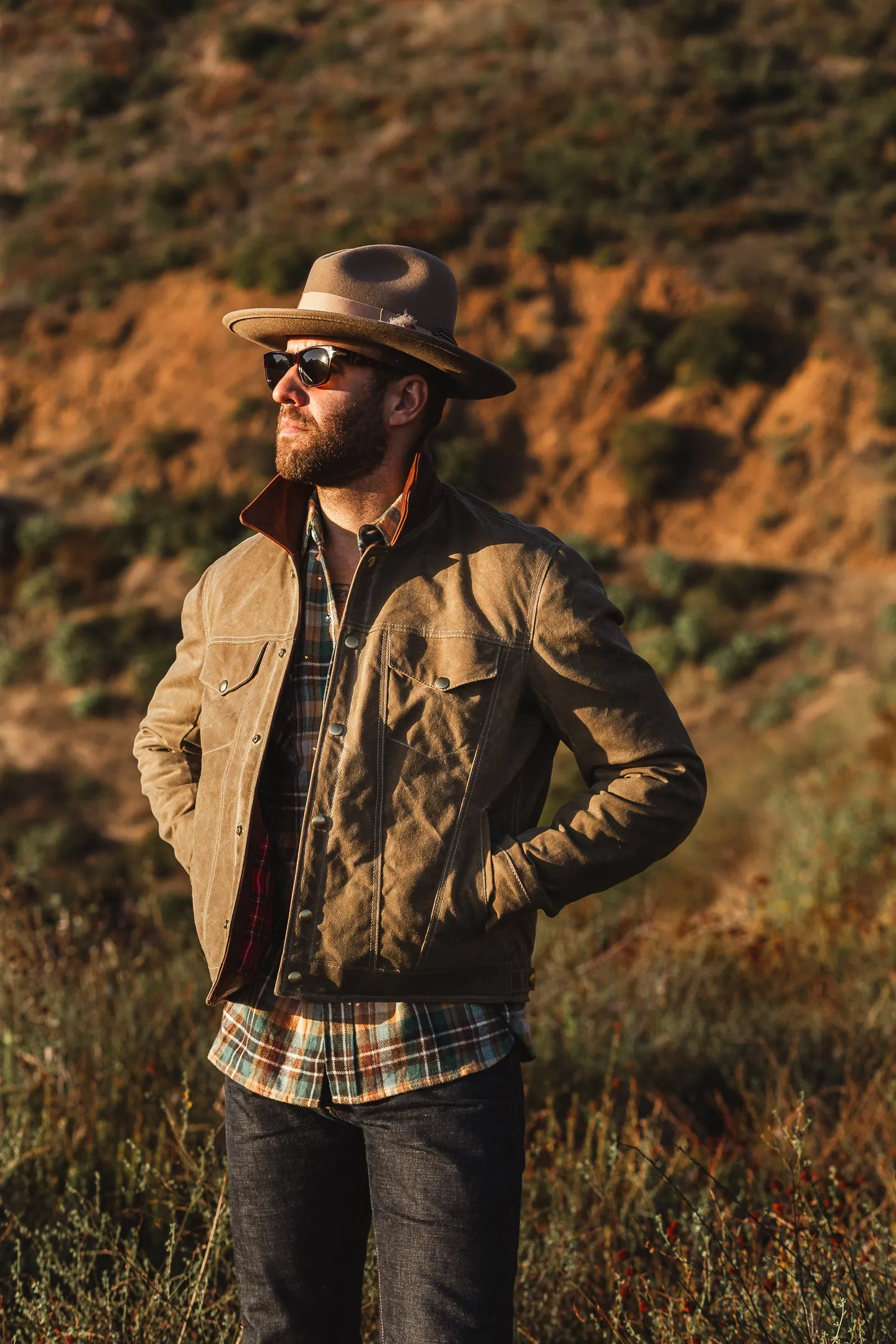 (PRE-ORDER) ButterScotch x Vanson - Territory Jacket - Tan Waxed Canvas