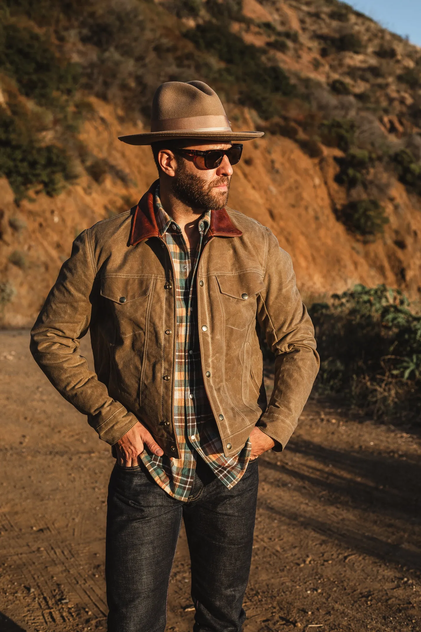 (PRE-ORDER) ButterScotch x Vanson - Territory Jacket - Tan Waxed Canvas