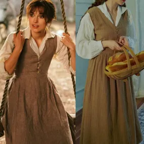 Pride and Prejudice Vintage Linen Strap Dress Blouse Set