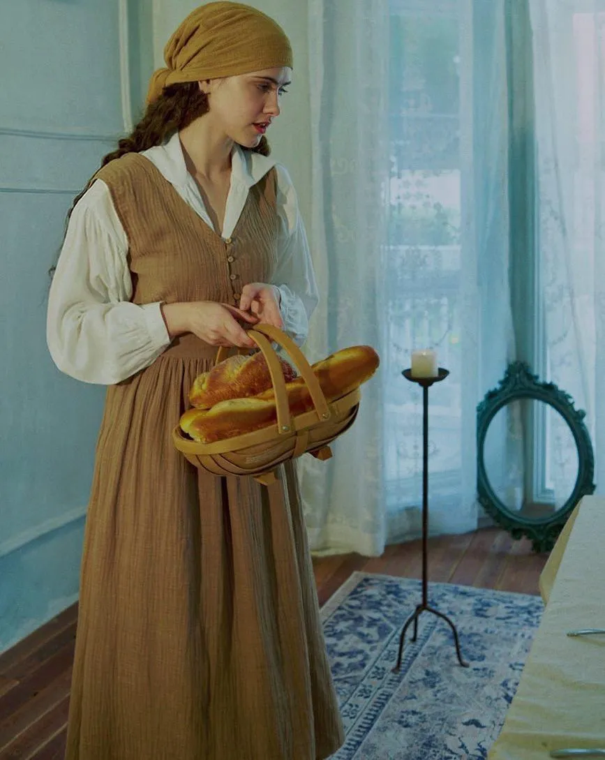Pride and Prejudice Vintage Linen Strap Dress Blouse Set