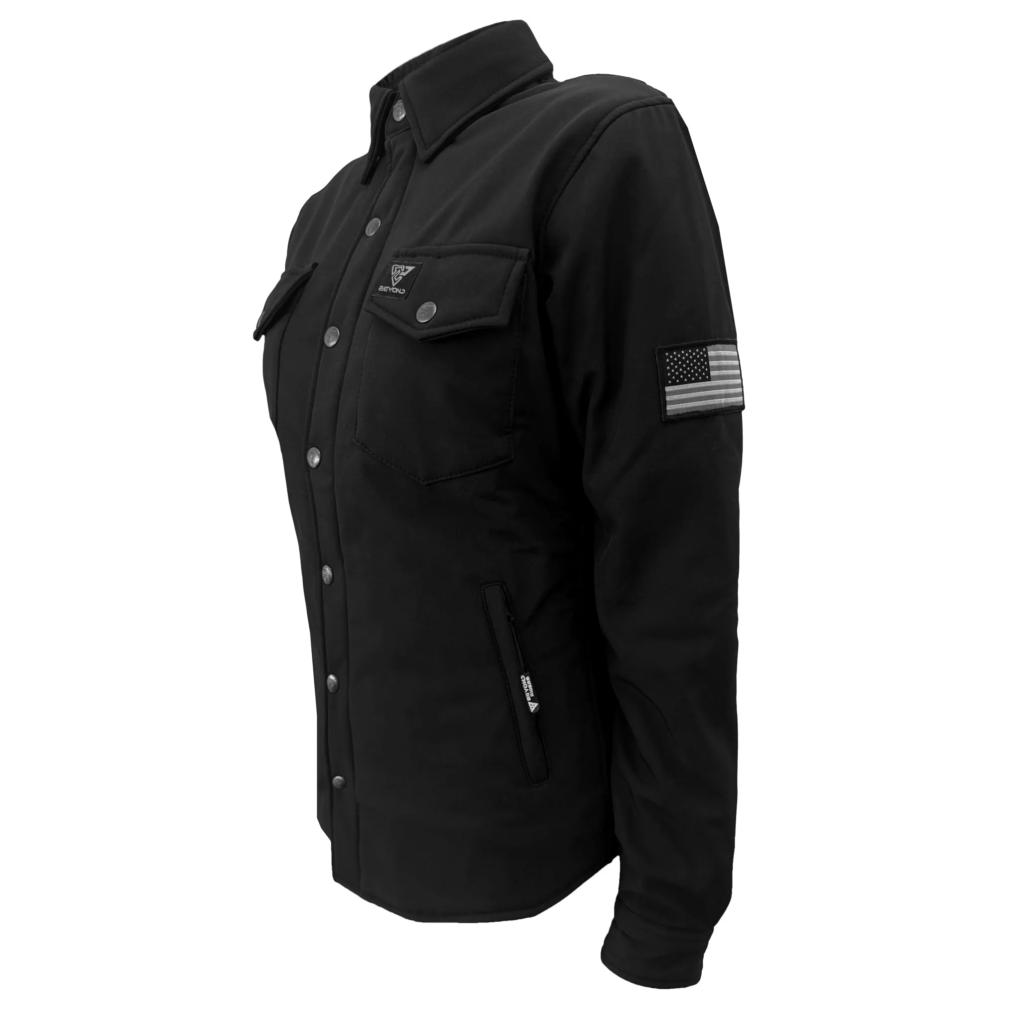 Protective SoftShell Winter Jacket for Women - Black Matte with Pads