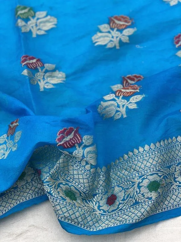 Pure Banarasi chiffon georgette Handloom Saree With Blouse Piece (J10)