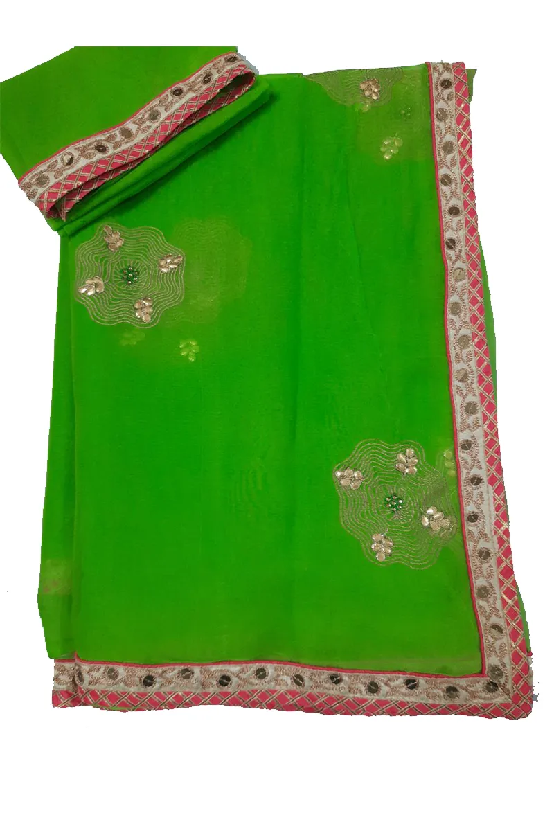 Pure Chiffon Saree with Gota Patti handwork and Fancy Buties