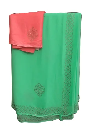 Pure Chiffon Siroski work Saree with border