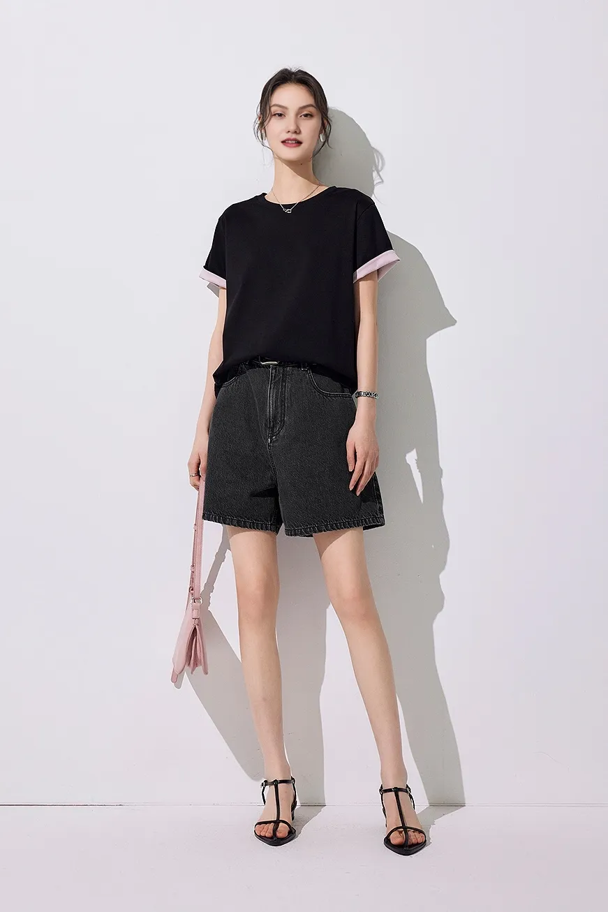 Retro Bermuda High Waisted Denim Shorts
