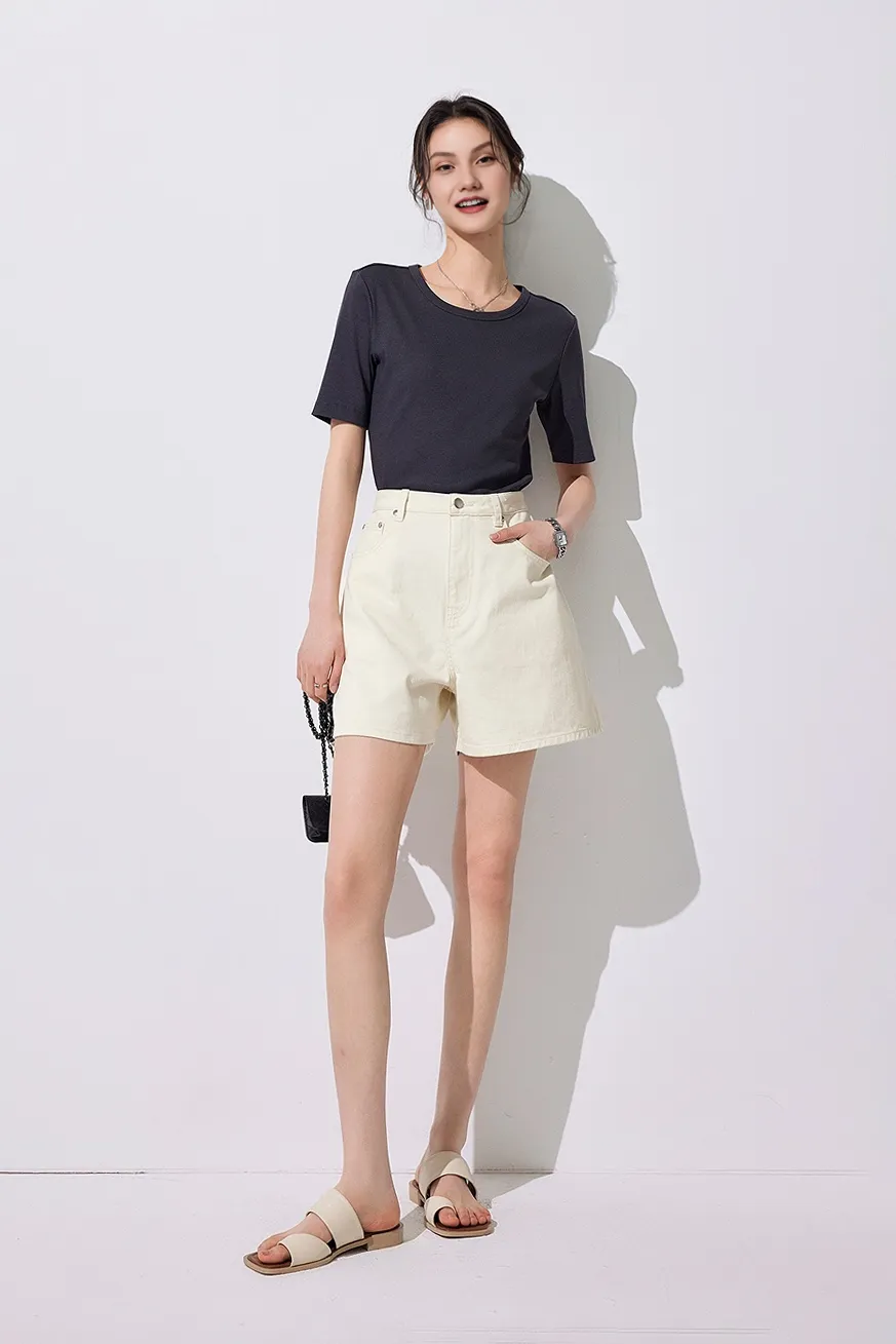 Retro Bermuda High Waisted Denim Shorts