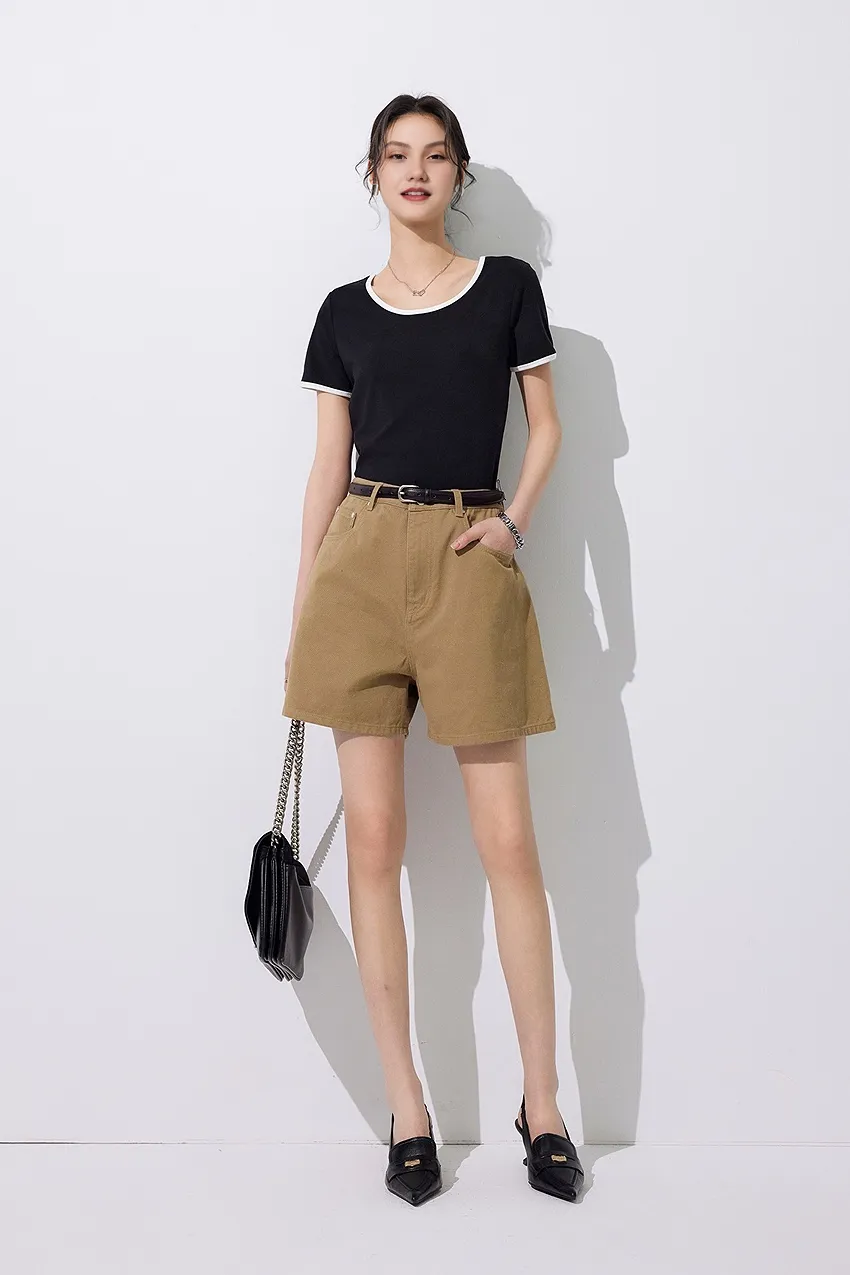 Retro Bermuda High Waisted Denim Shorts