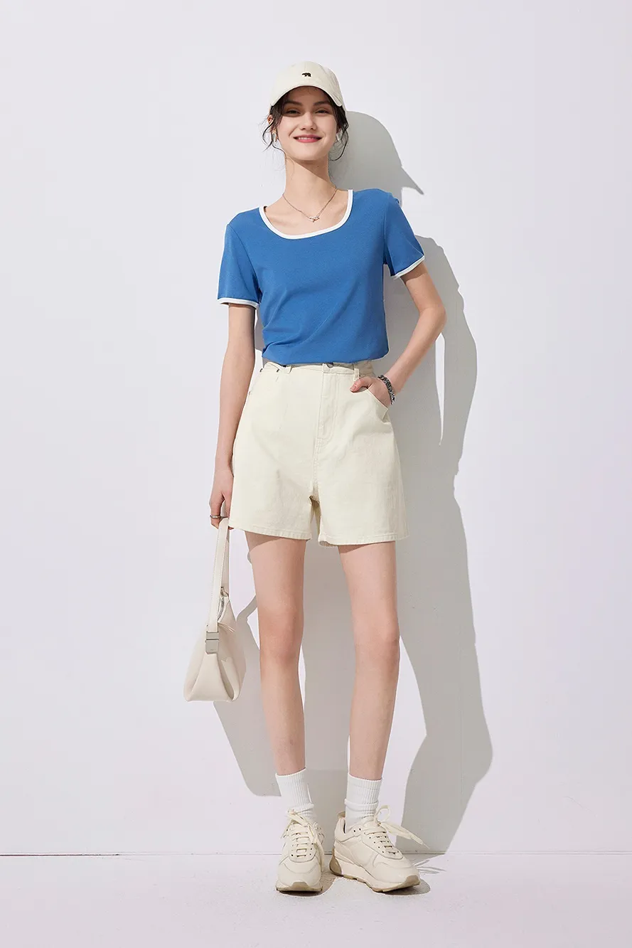 Retro Bermuda High Waisted Denim Shorts