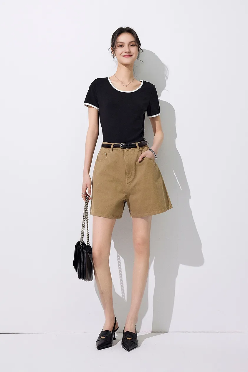 Retro Bermuda High Waisted Denim Shorts
