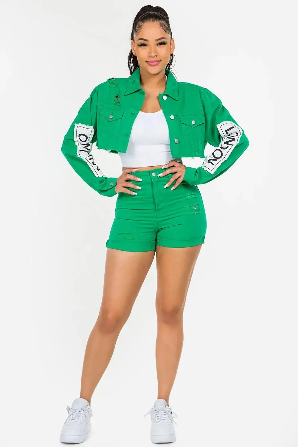 Retro Chic High-Rise Distressed Denim Shorts
